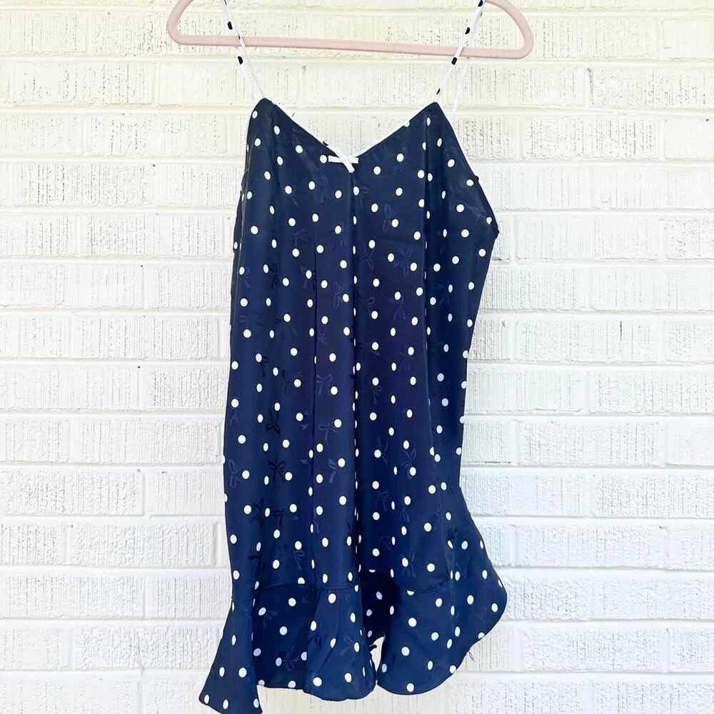 Vintage Y2K Fantasies Navy Polka Dot Bow Slip Dress